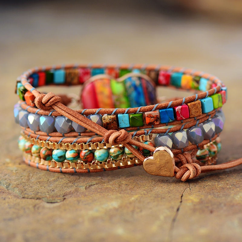 Rainbow Heart Bracelet - Free Spirit Tribe